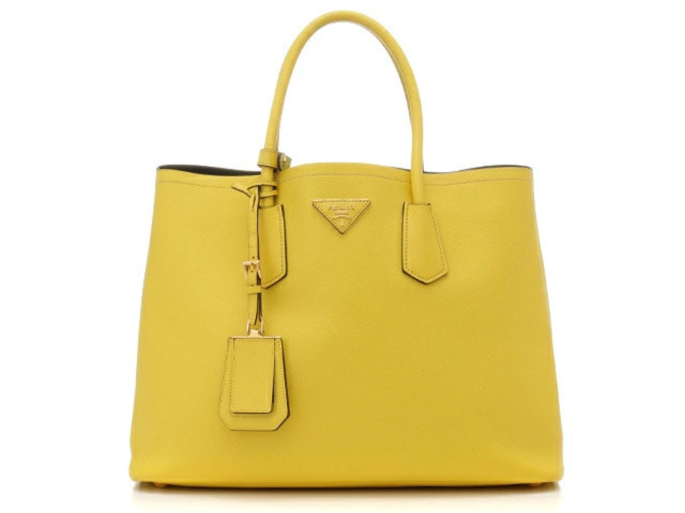Prada Handbag Double Bag Saffiano Leather Girasole Yellow